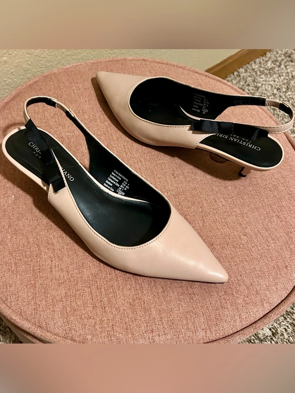 Christian Siriano Nude Blush Pointed Toe Slingback Pumps
